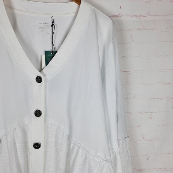 NEW Neon Buddha Entranced Jacket Top Plus Size 3X White 3/4 Sleeve Cotton V-neck - Picture 9 of 14